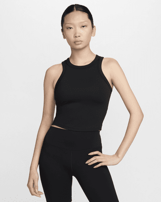 ★ Nike★ One Fitted Dry Fit Crop Tank Top W White Black FN Nike | One Fitted Dri-FIT Cropped Tank Top - White | The